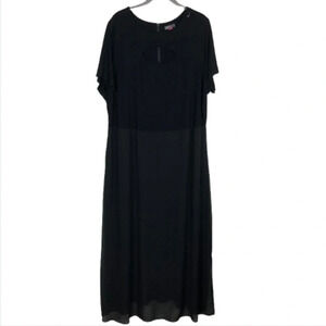 2/$30 Vince Camuto Dress 2X Black Maxi Chiffon Overlay Keyhole Front Long